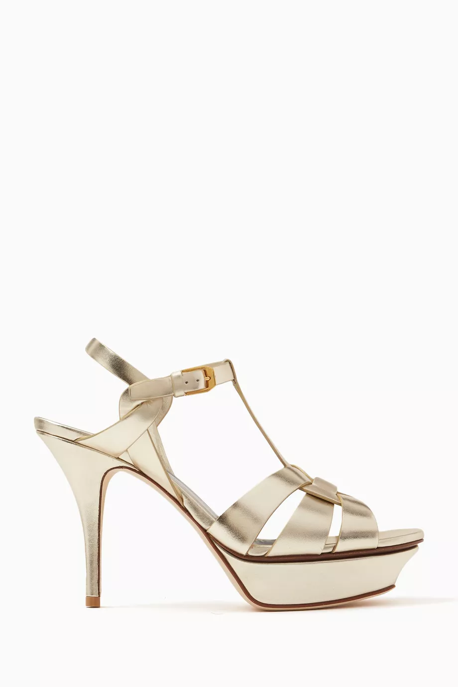 Buy SAINT LAURENT Gold Tribute 75 Platform Sandals in Metallic Leather For Women Online Ounass Saudi