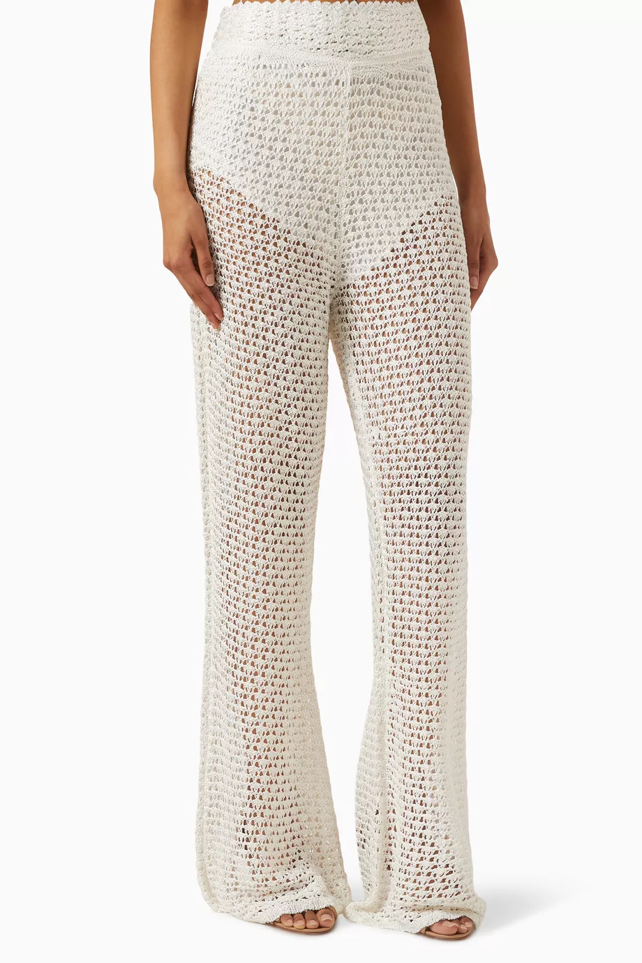 【ZIMMERMANN】wonderland crochet-knit straight-leg パンツ ZIMMERMANN Wonderland Crochet-Knit Straight-Leg Pants in