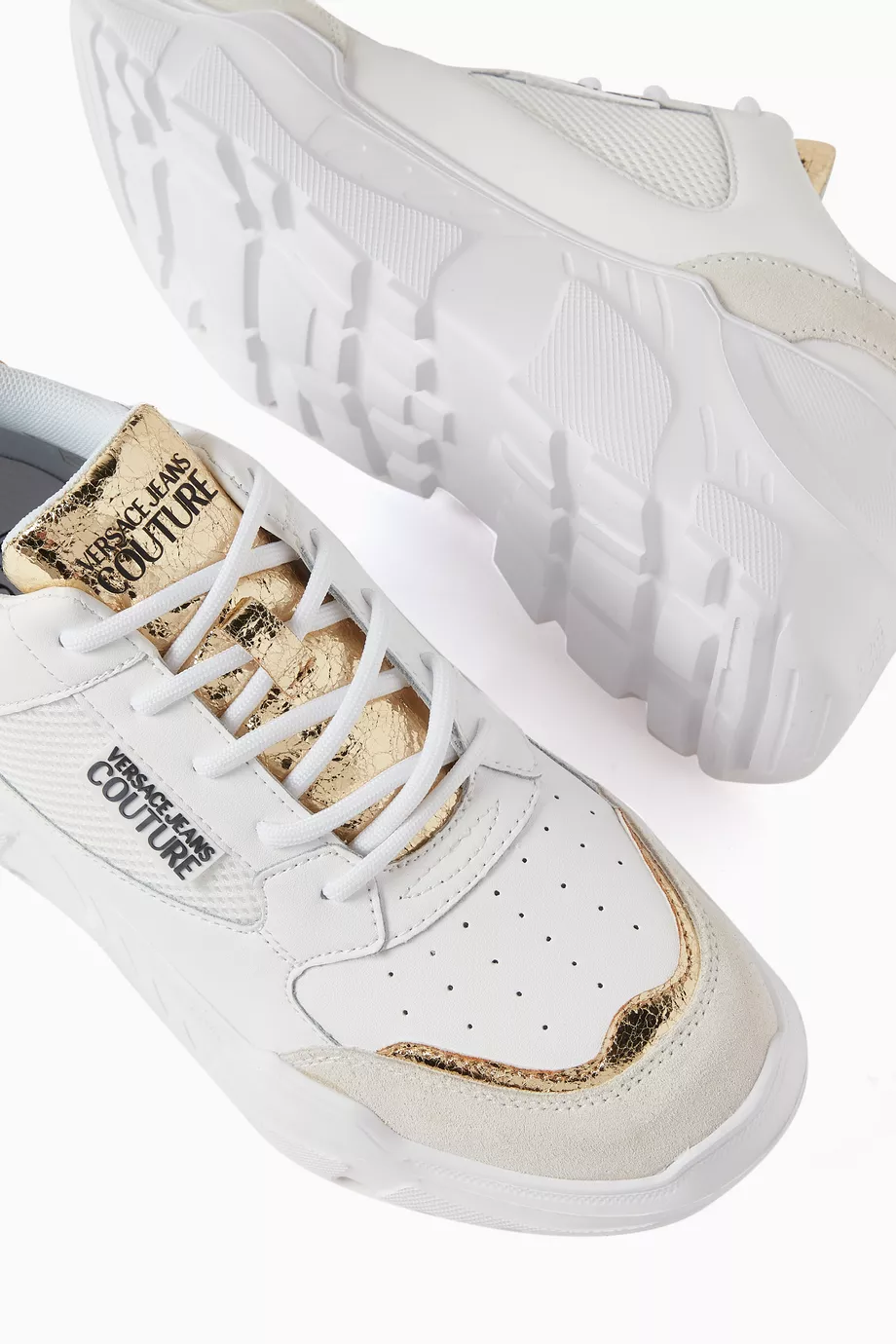 Buy Versace Jeans Couture White Speedtrack Sneakers in Leather For