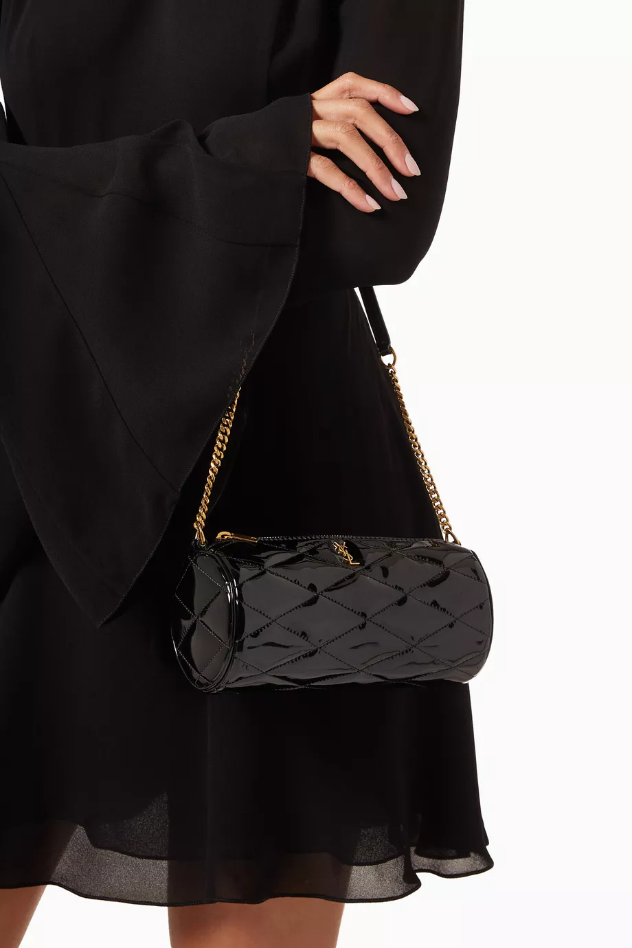 Buy SAINT LAURENT Black Mini Sade Tube Bag in Quilted Patent