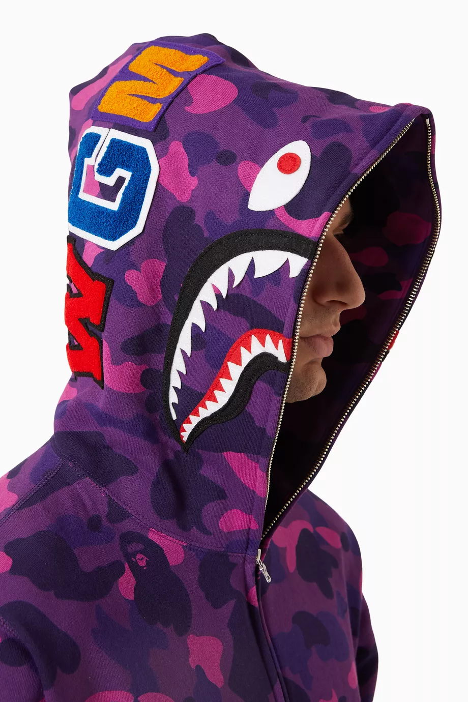 Purple shark hoodie clearance