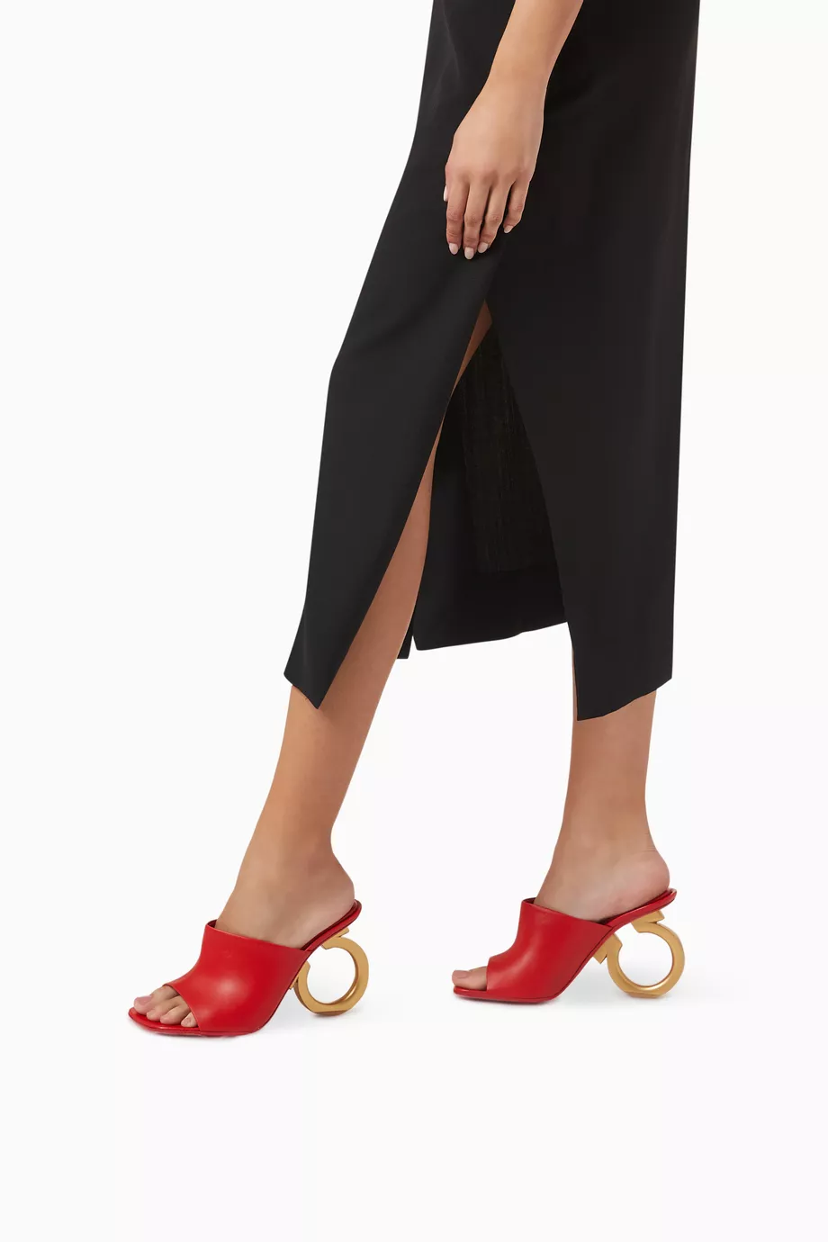 Buy Ferragamo Red Elina 105 Mules in Smooth Leather For Women Online Ounass Saudi