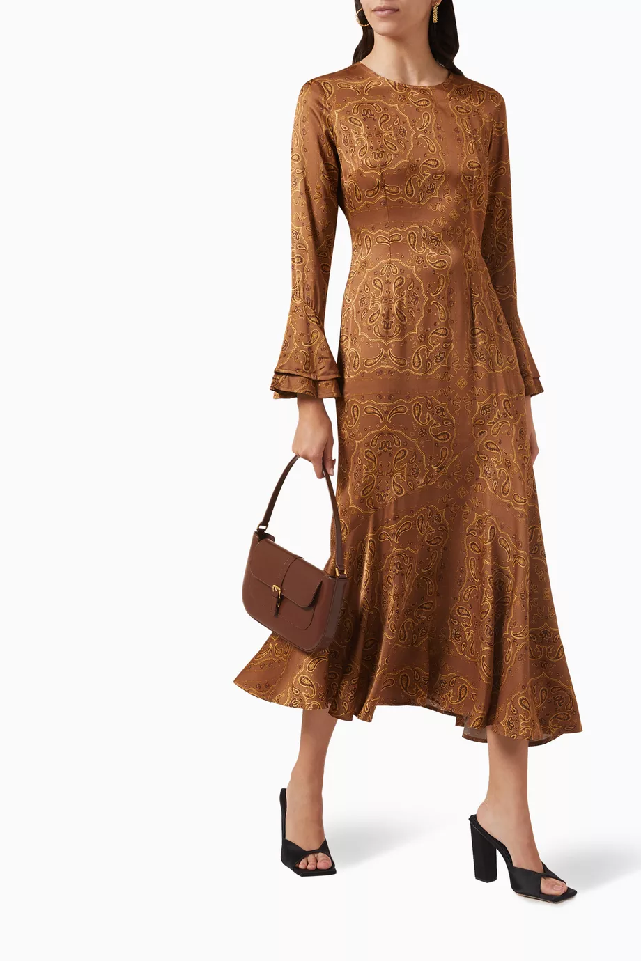 brown bandana dress Ainslea Halter Scarf Maxi Dress Dark Brown