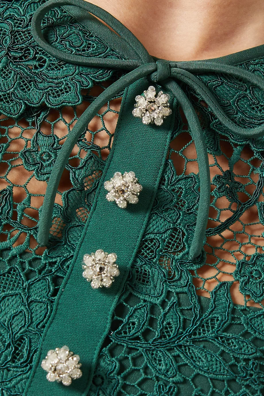 Buy Self-Portrait Green Cord Lace Midi Dress For Women Online | Ounass Saudi