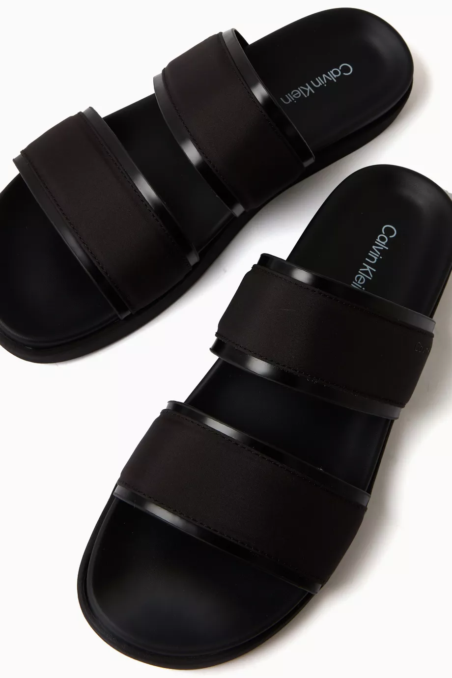 Buy Calvin Klein Black Double Strap Sandals For Men Online Ounass Saudi