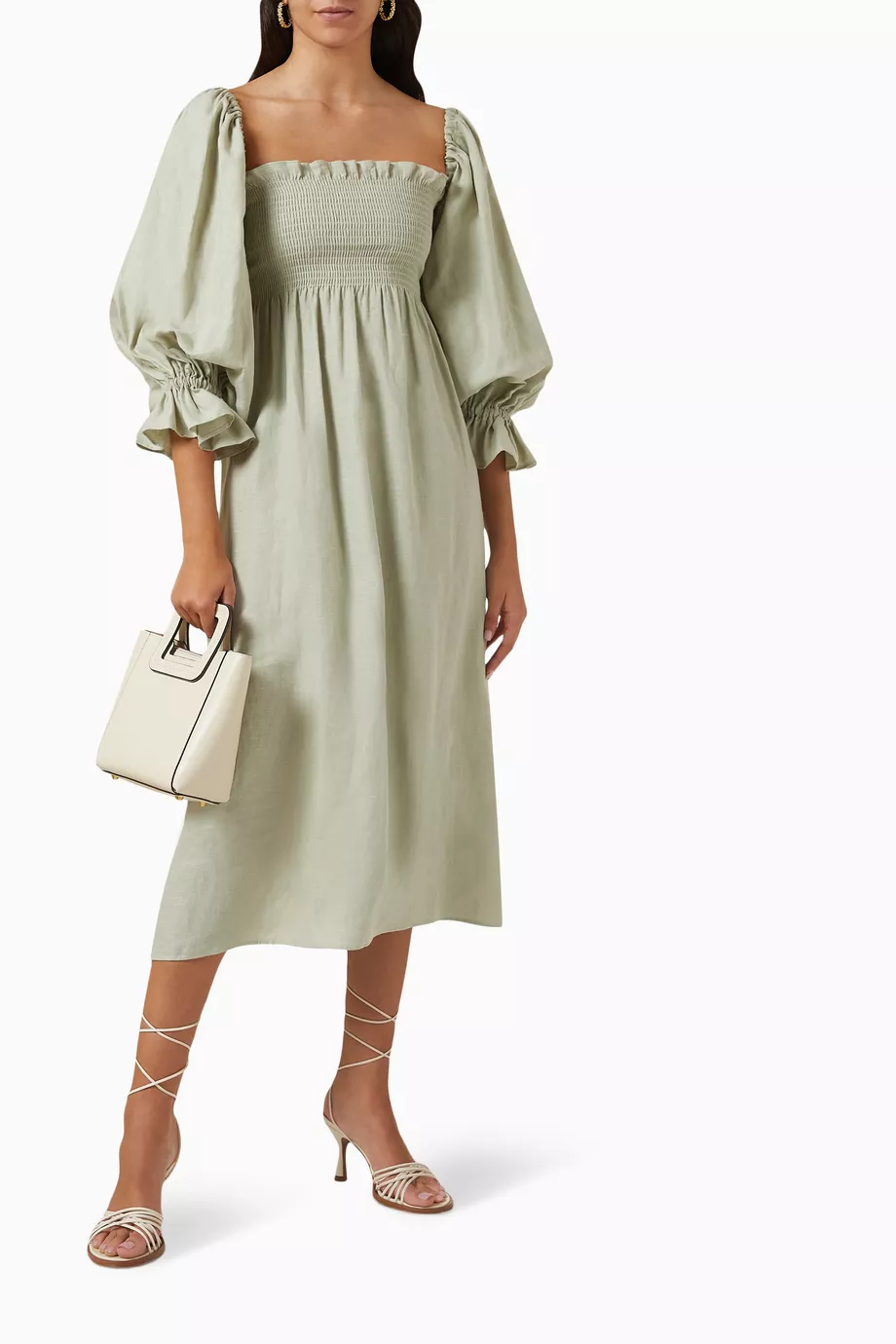 Buy Sleeper Green Atlanta Dress in Linen For Women Online | Ounass Saudi