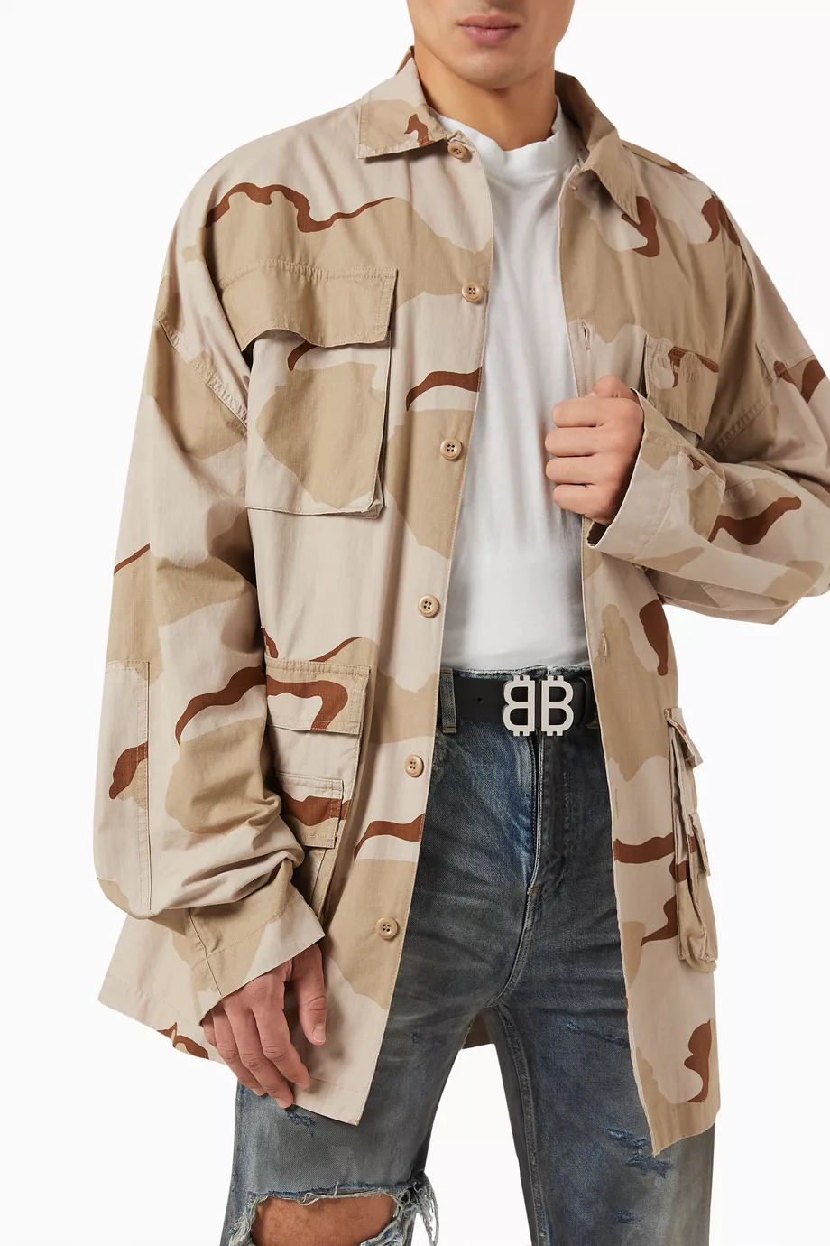 Buy Balenciaga Black Crypto BB Belt in Leather For Men Online | Ounass Saudi