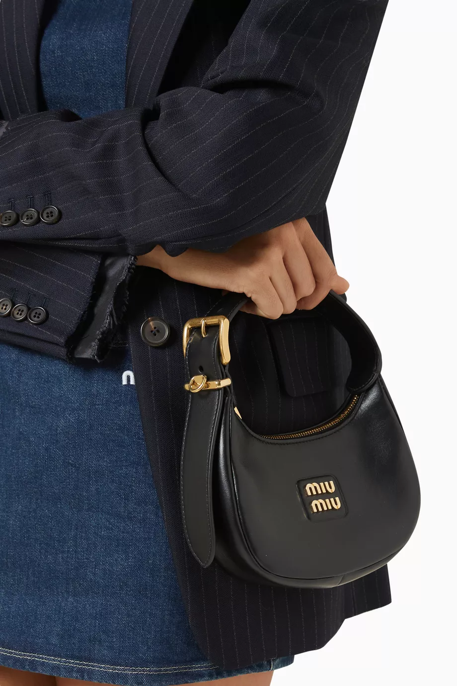 Buy Miu Miu Black Small Wander Shoulder Bag in Softy Leather