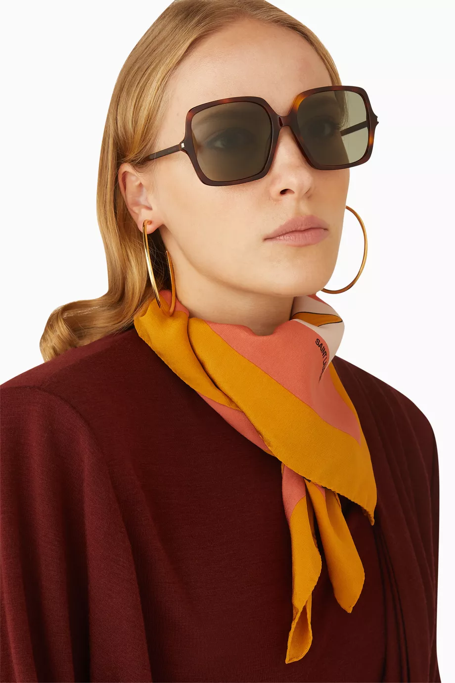 Buy SAINT LAURENT Brown Oversized Square Sunglasses in  display picture 1