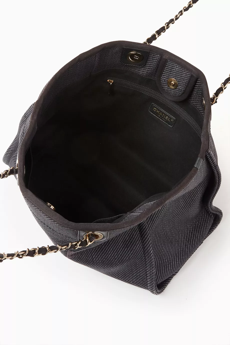 Buy Chanel Pre Loved Blue Small Deauville Tote Bag in Canvas For Women Online Ounass Saudi