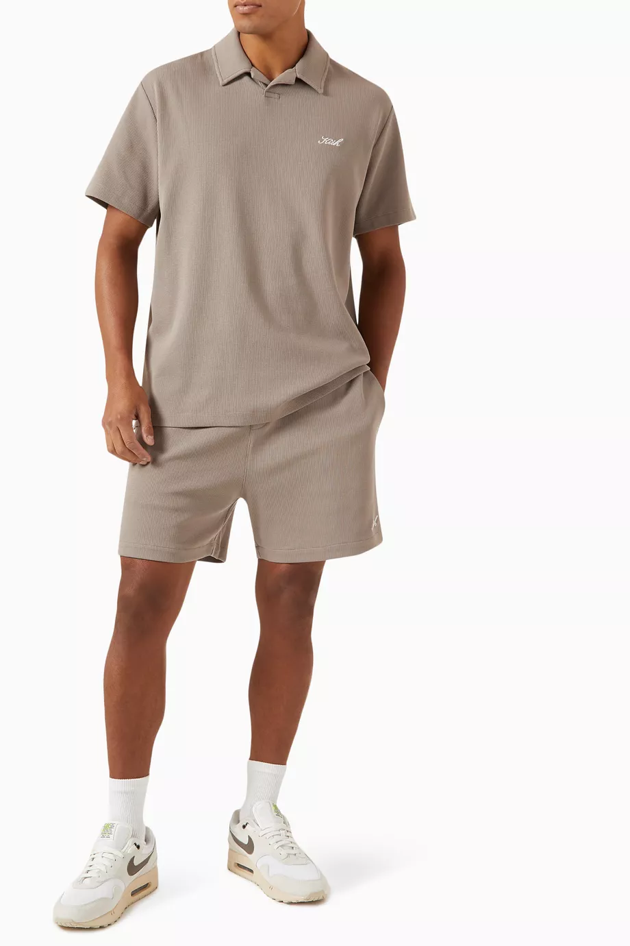 Buy Kith White Drew Polo in Cotton Waffle Stretch For Men Online