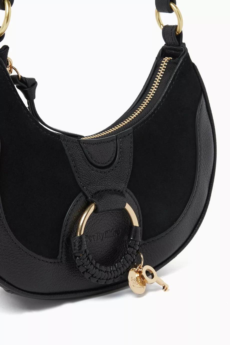 Buy See By Chloé Black Hana Half Moon Bag in Grained