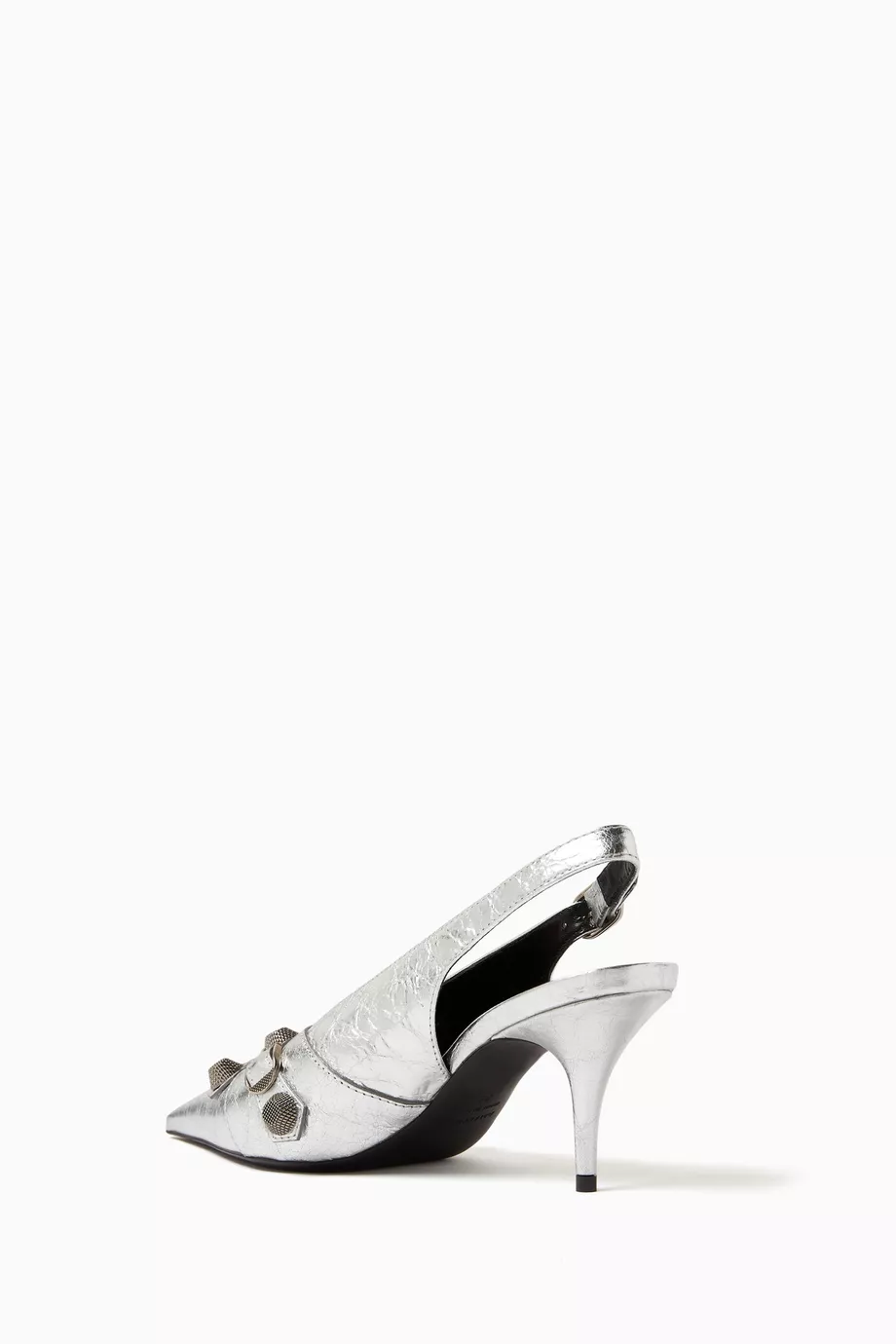 Buy Balenciaga Silver Cagole 70 Slingback Pumps in