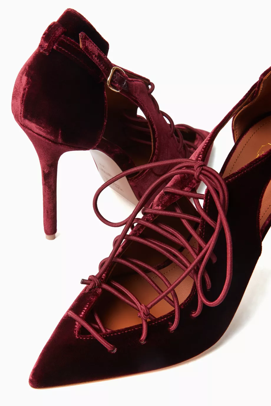 Lace up burgundy heels sale