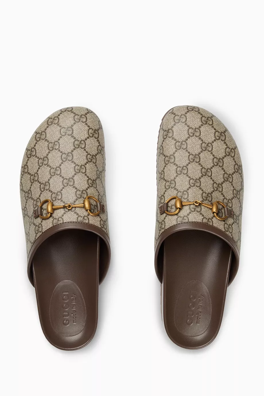 Buy Gucci Brown GG Horsebit Slippers in GG Supreme For Men Online Ounass Saudi