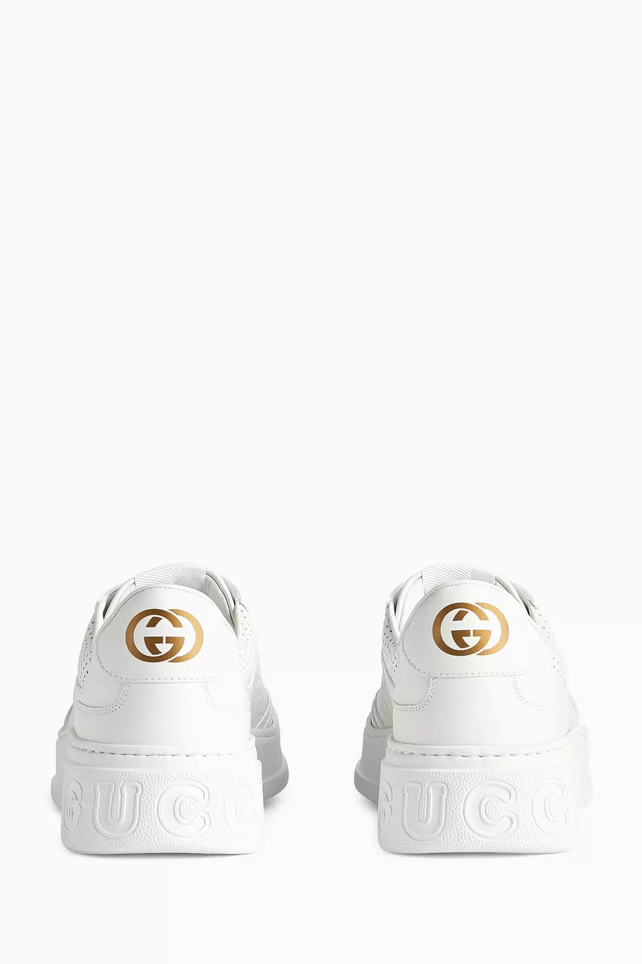 Buy Gucci White Logo Embossed Sneakers in Leather For Men Online Ounass Saudi
