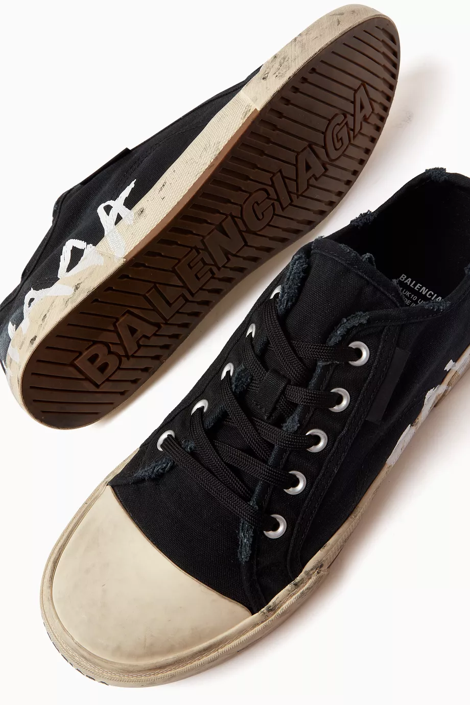 Buy Balenciaga Black Paris Low-top Graffiti Sneakers in