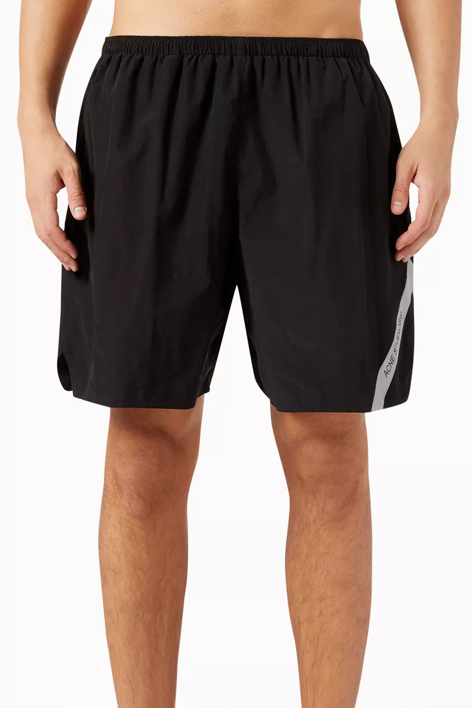 Buy Acne Studios Black Logo Tape Swim Shorts in Nylon For Men Online Ounass Saudi