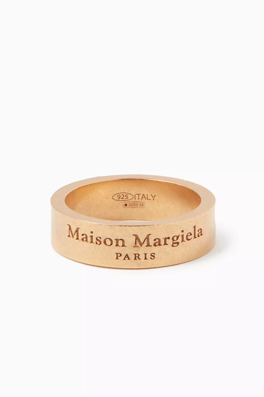★Maison Margiela★ Logo Ring Yellow Gold SM1UQ0082SV0158950 Maison Margiela: Gold Logo Ring | SSENSE