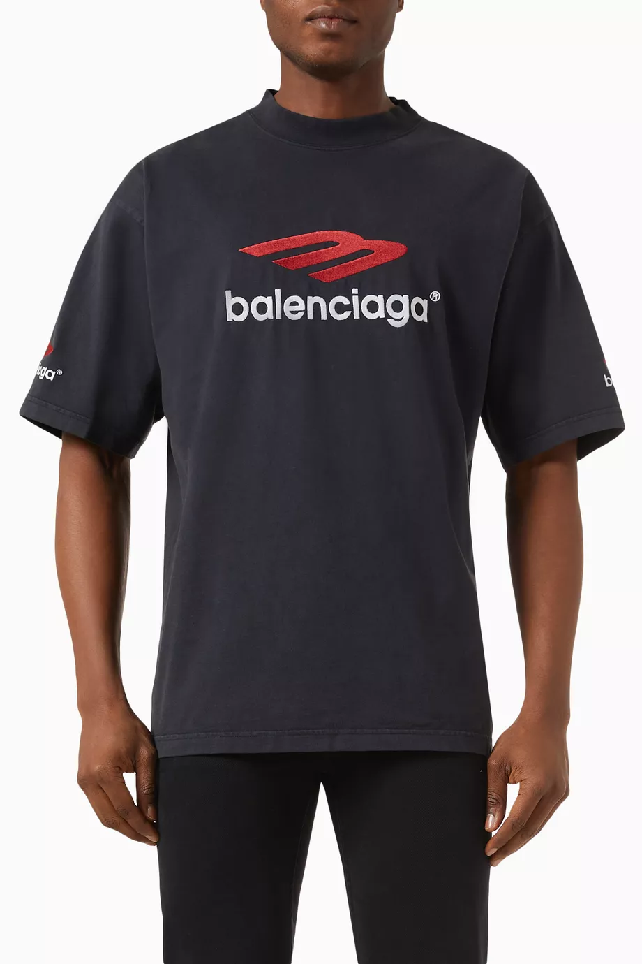 24新作 バレンシアガ 3B SPORTS ICON FIT MEDIUM T-SHIRT Buy Balenciaga Black 3B Sports Icon Medium-fit T-Shirt in