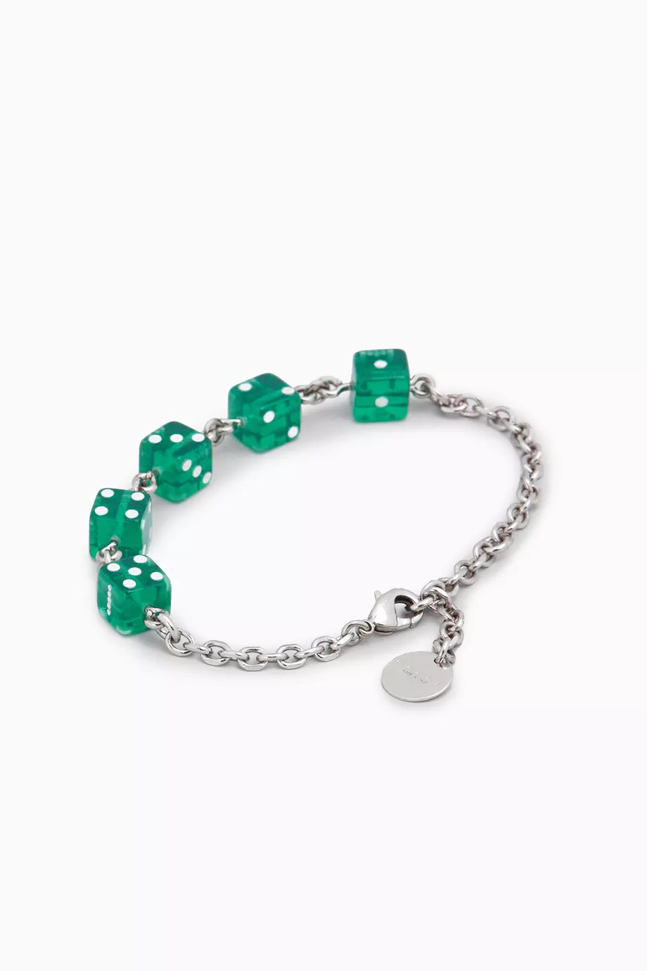 Buy Marni Green Dice Charm Bracelet in Silver Brass For Women