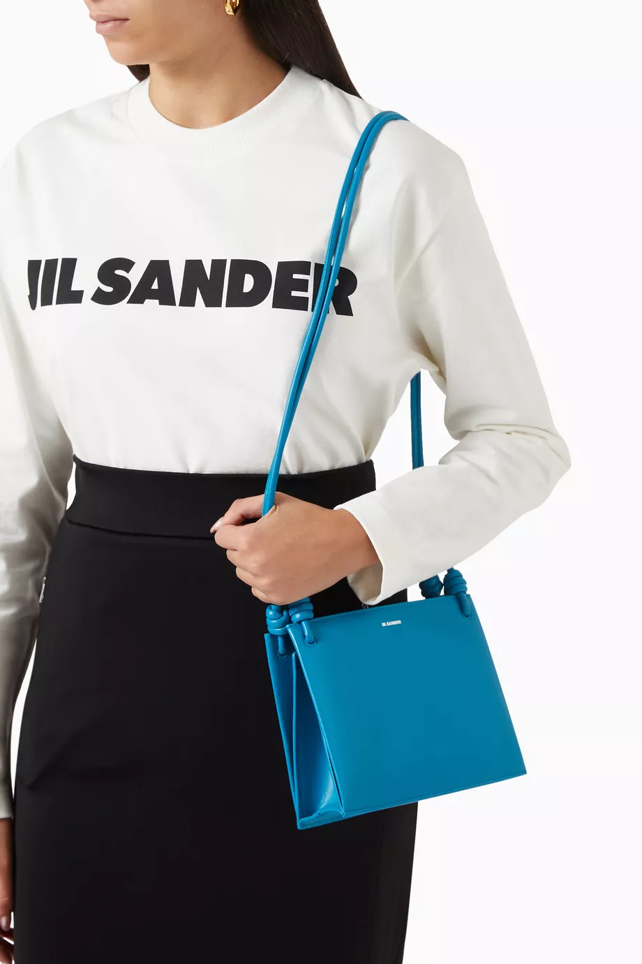 JIL SANDER – Restyle Traders JIL SANDER NAVY LEATHER ONE SHOULDER BAG