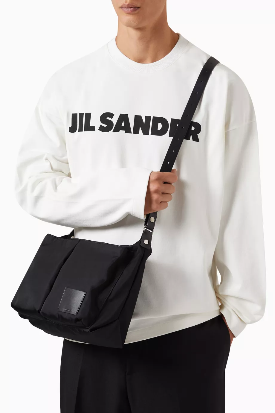 Buy Jil Sander Black Pilot Crossbody Bag in Eco Nylon For Men