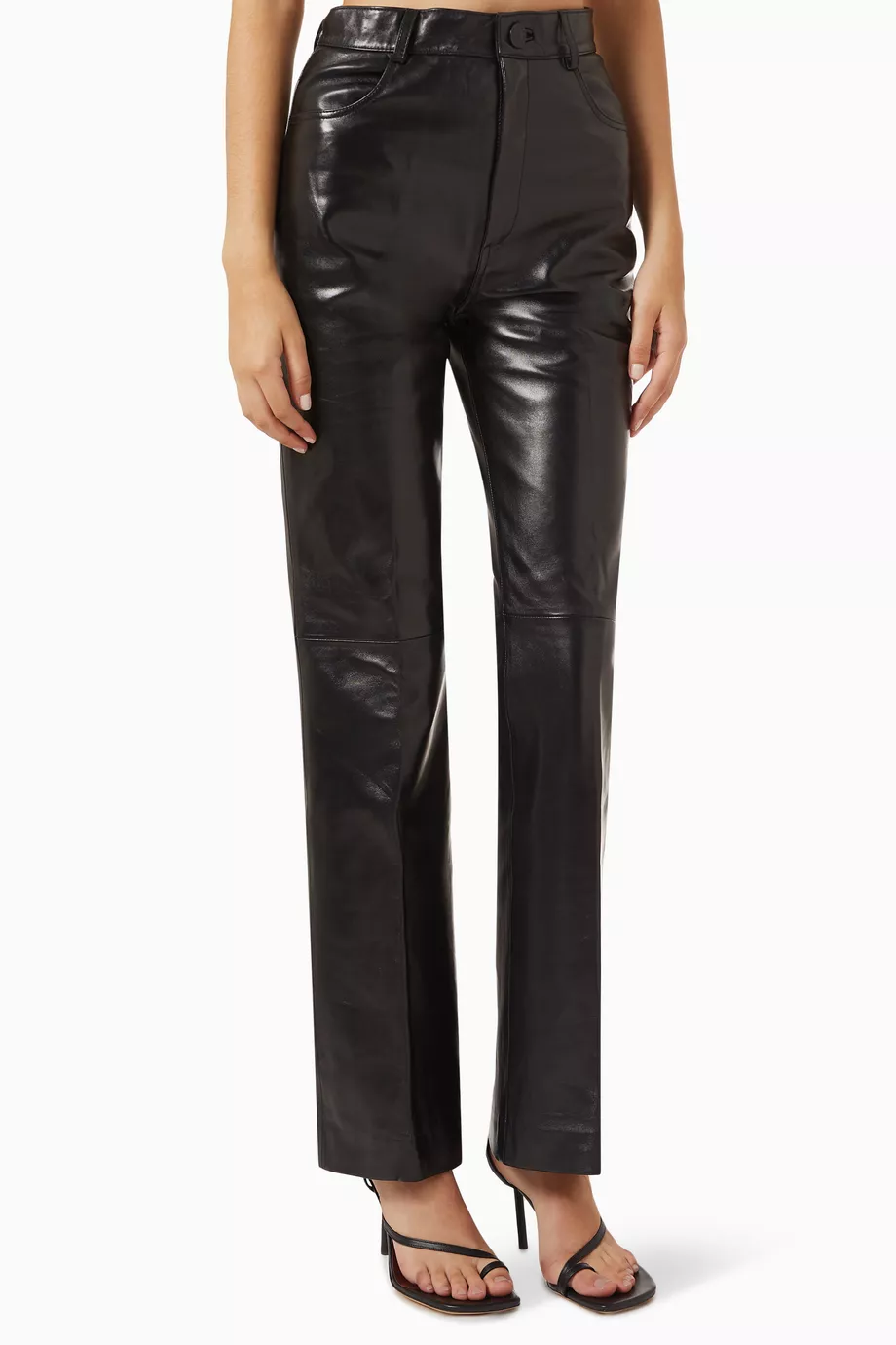 Buy SANDRO Black Leather Pants For Women Online Ounass Saudi