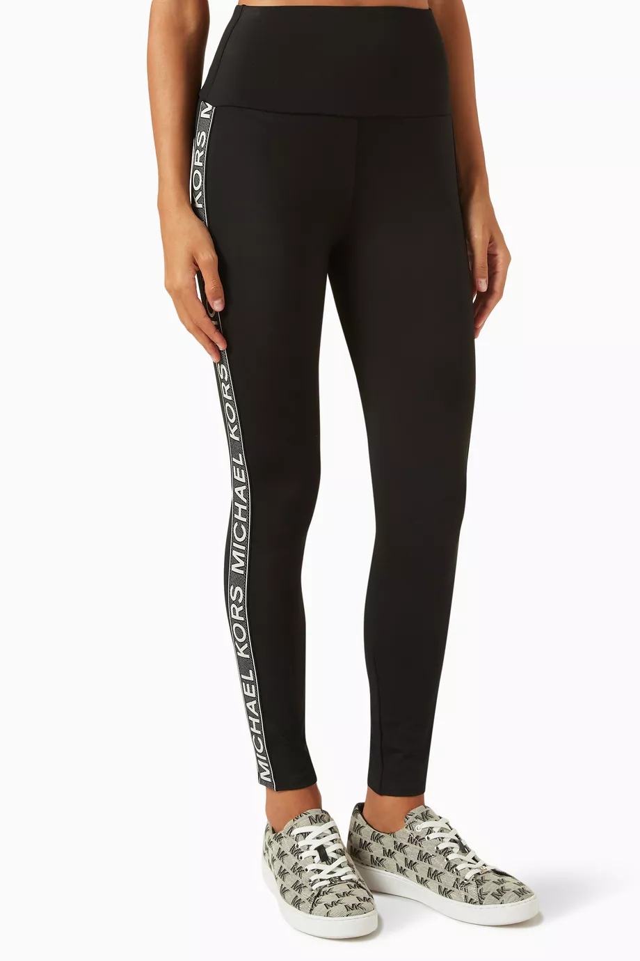Buy Michael Kors Black Logo tape Leggings in Recycled Stretch nylon For Women Online Ounass Saudi