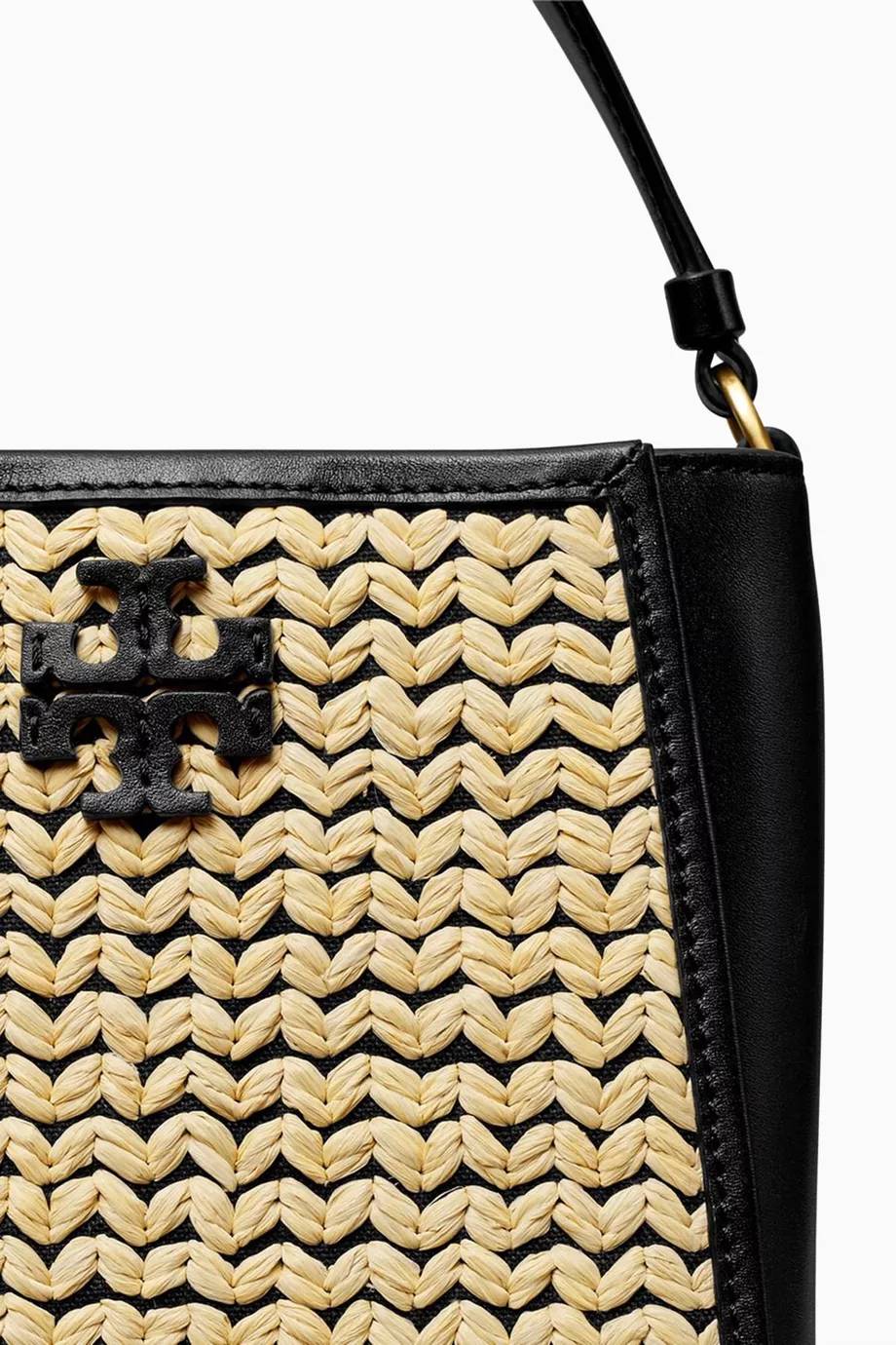 Buy Tory Burch Black Small McGraw Bucket Bag in Raffia