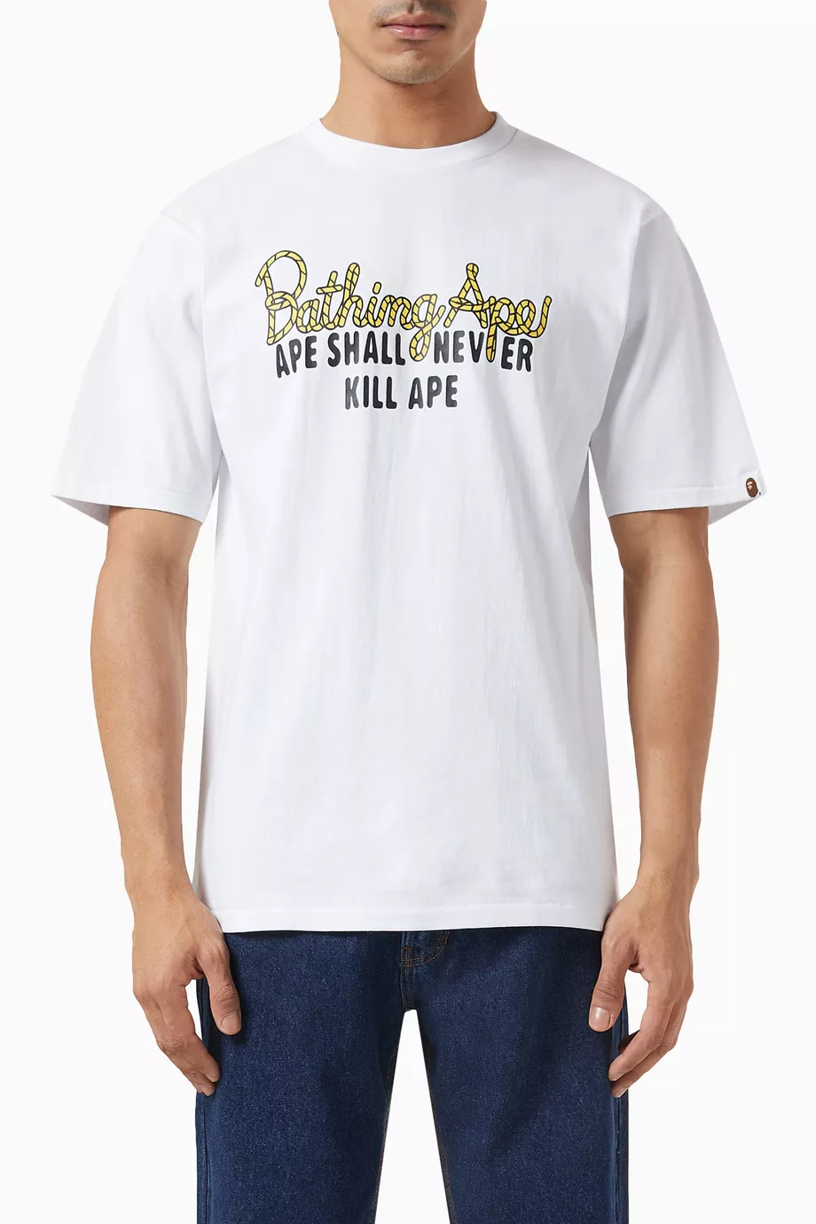 Buy A Bathing Ape White Champion Logo T-shirt in Cotton For Men