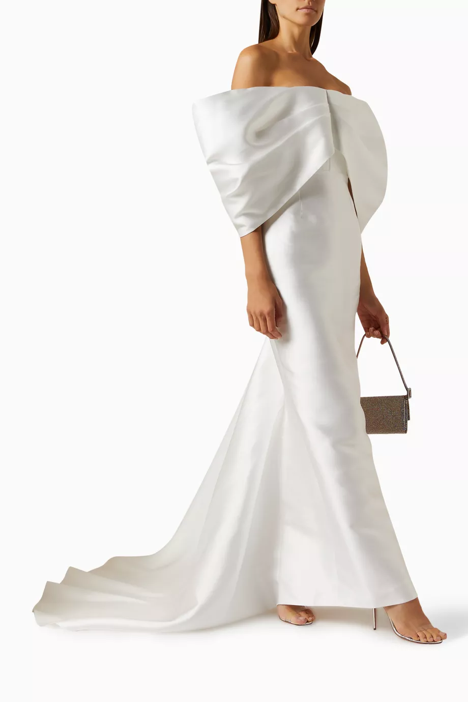 Buy Solace London White Delphina Maxi Dress in Crepe-knit