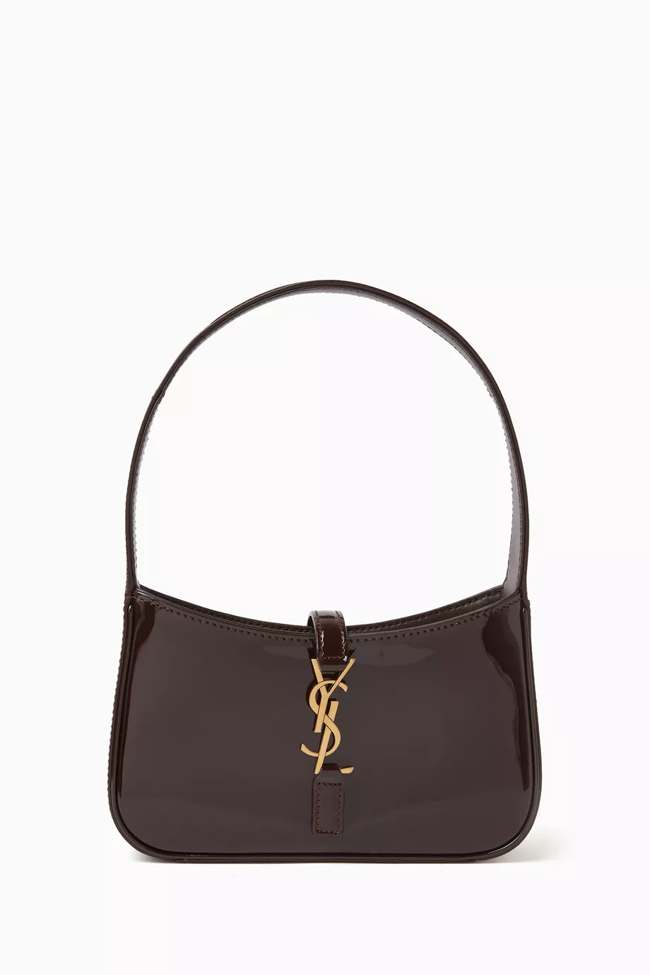 Buy SAINT LAURENT Brown Mini Le 5 A 7 Hobo Bag in Patent