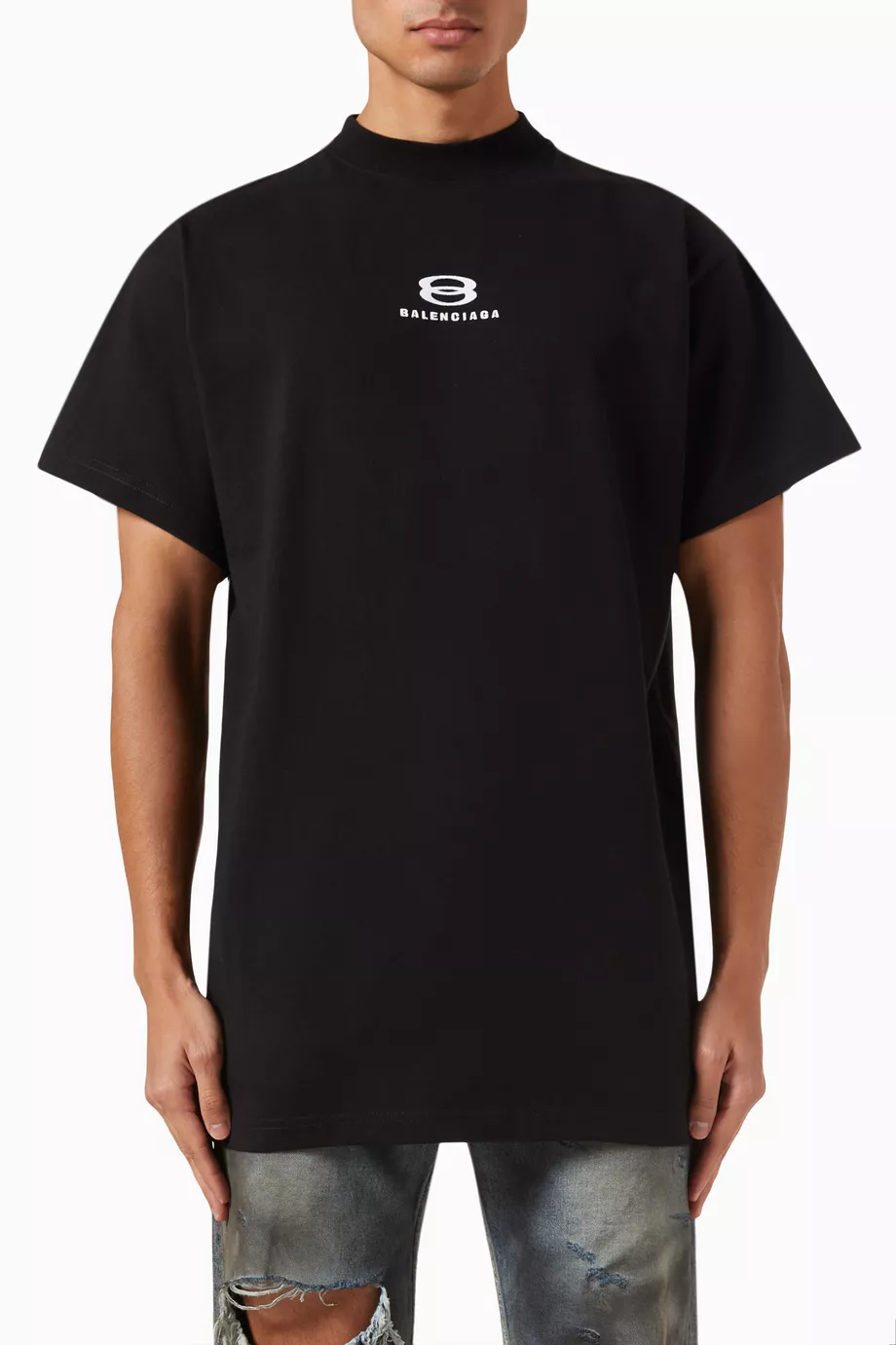 Buy Balenciaga Black Unity Sports Icon Deconstructed T-Shirt in