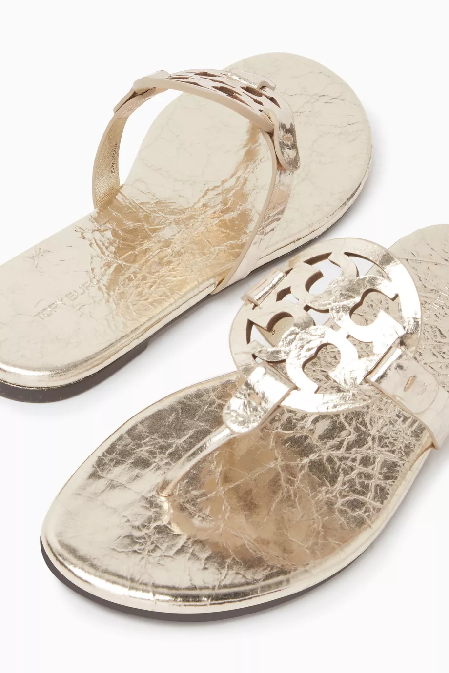 Buy Tory Burch Gold Miller Logo Sandals in Leather For Women Online Ounass Saudi