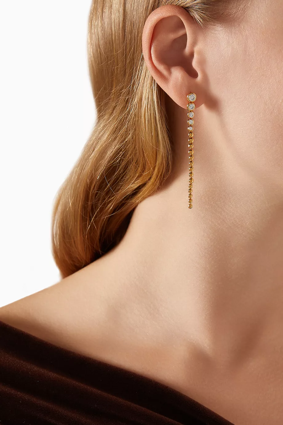 ★MISSOMA★ARTICULATED BEADED STONE ドロップ スタッド ピアス Tennis Beaded Stone Drop Stud Earrings | 18ct Gold Plated