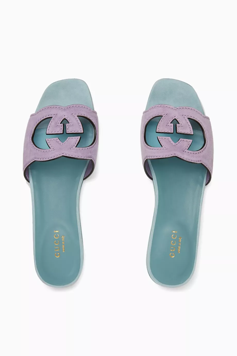 Buy Gucci Purple Interlock G Cut out Sandals in Suede Leather For Women Online Ounass Saudi