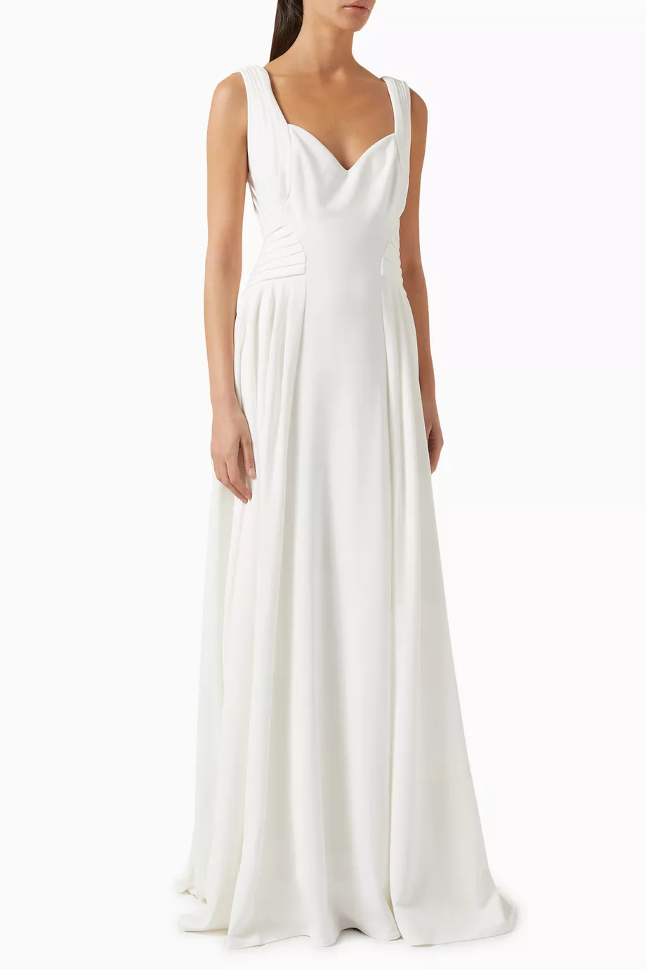 Buy Tadashi Shoji Neutral Callaway Draped Gown in Crepe For