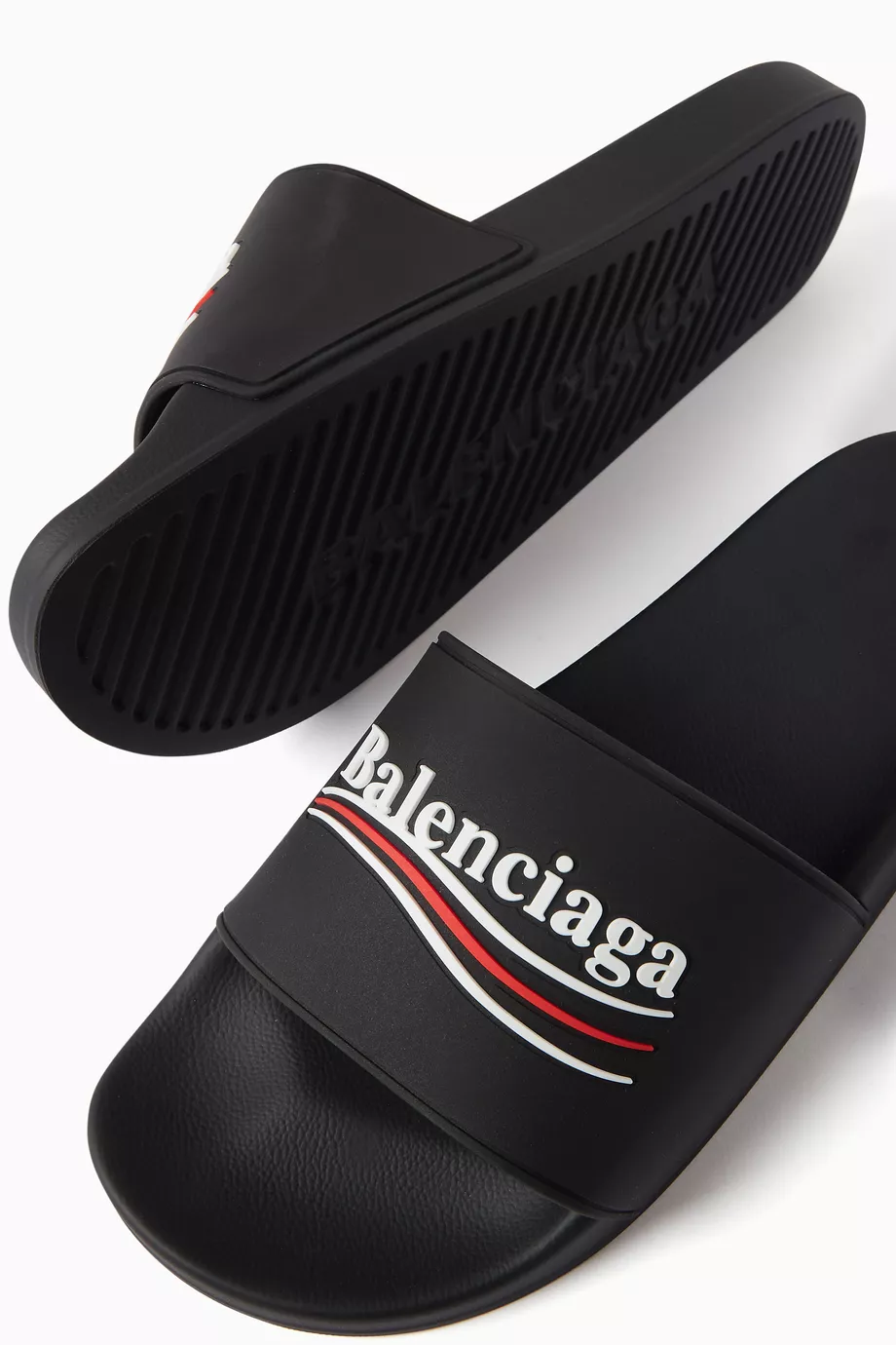 Buy Balenciaga Black Political Campaign Pool Slides in