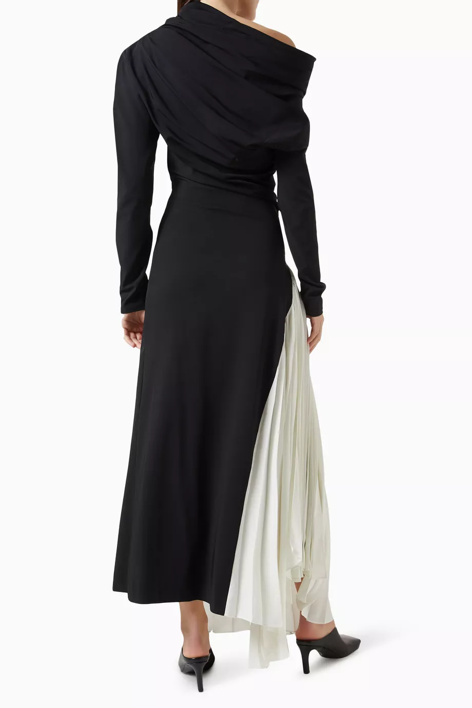 princess polly baby blue dress Allsaints | Womens Black Agnes Panelled Asymmetric-hem Stretch-woven Maxi  Dress main image 1