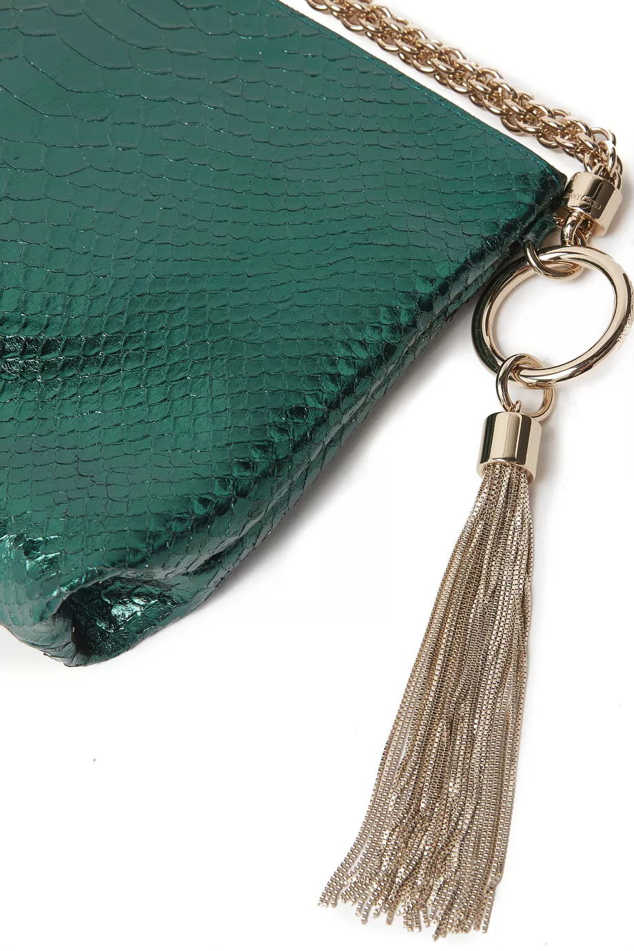 Buy Jimmy Choo Green Callie Clutch Bag in Metallic Snake-effect
