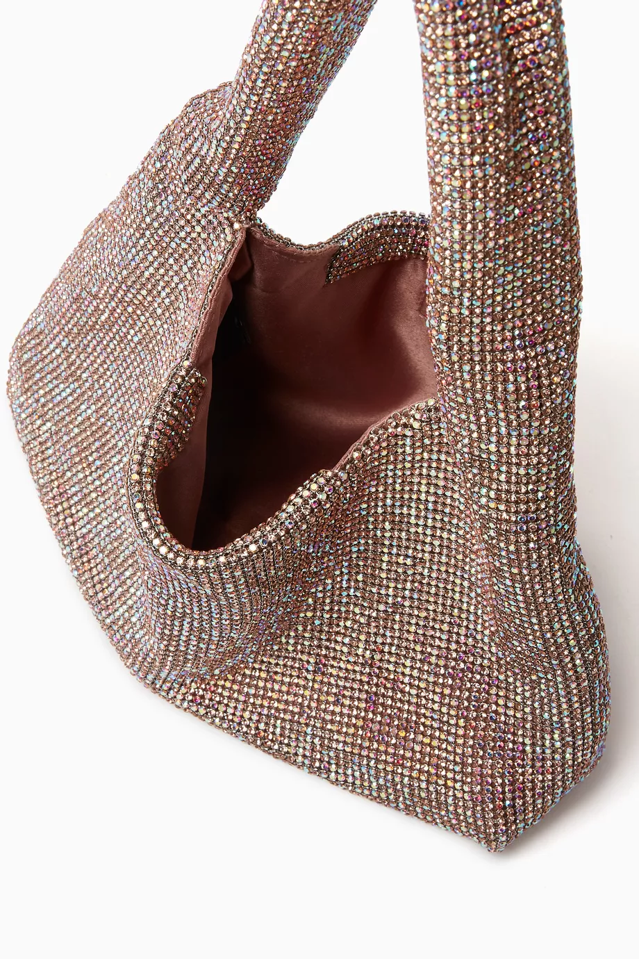 Buy Kara Pink Mini Armpit Shoulder Bag in Crystal Mesh For Women