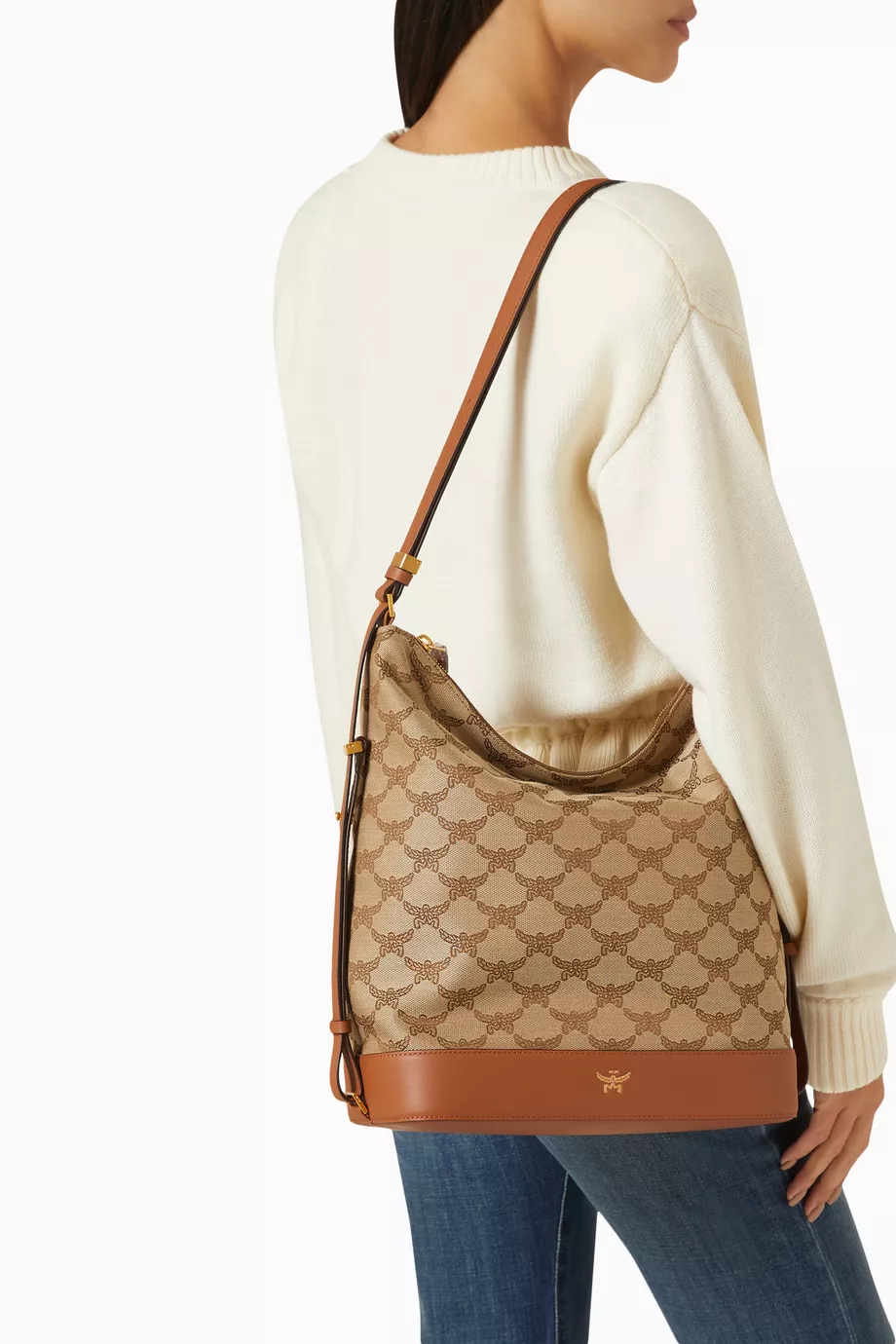 Buy MCM Neutral Large Himmel Hobo Bag in Lauretos Jacquard For Women Online Ounass Saudi