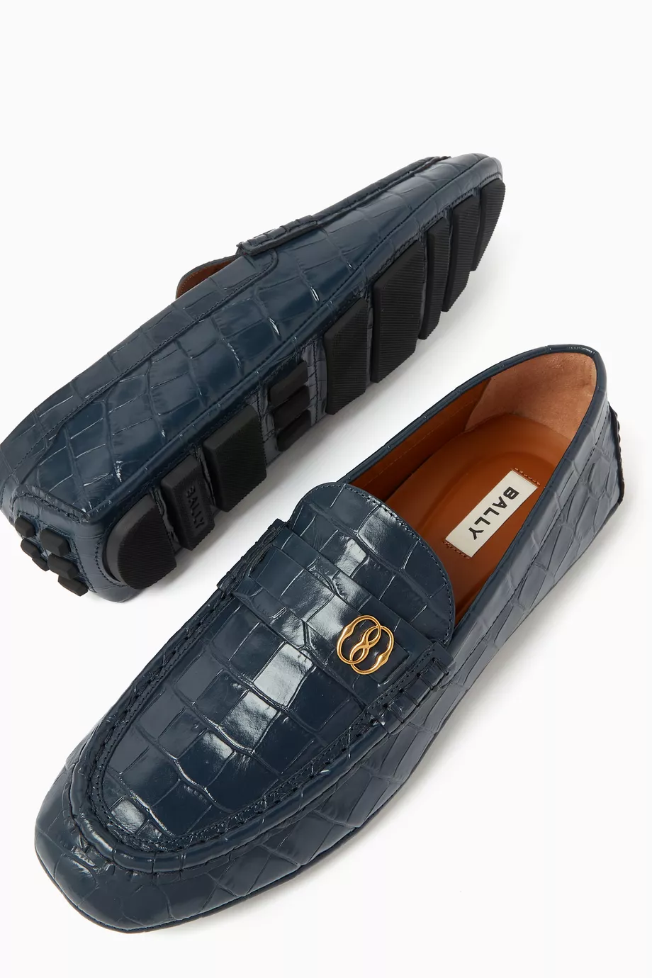 Bally Keeper Croc-Embossed Leather Driving Loafers size 8.5 Bally Keeper Croc-Embossed Leather Driving Loafers size 8.5 main image 4