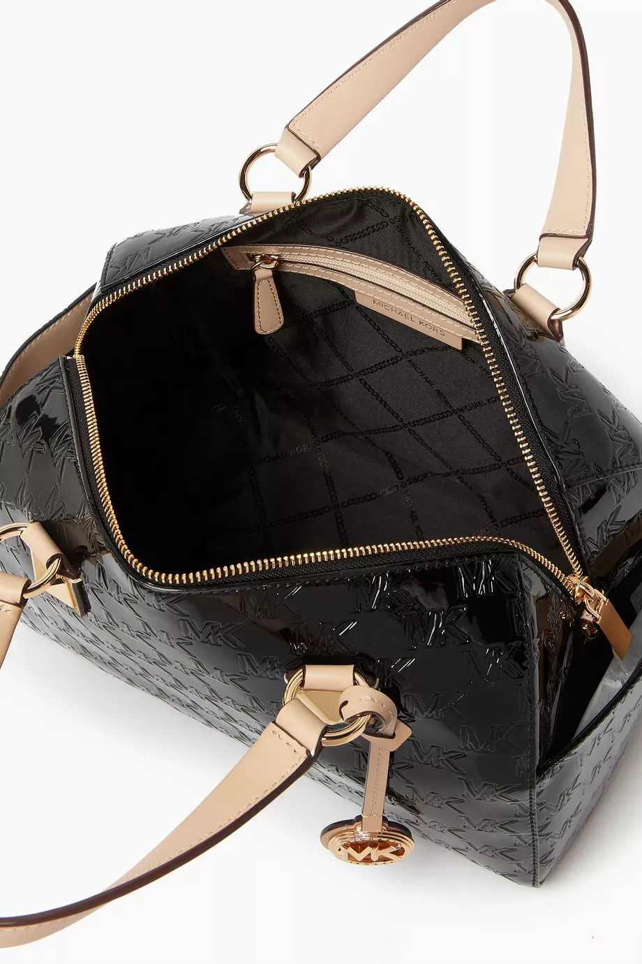 Buy Michael Kors Black Medium Grayson Satchel Bag in Patent Logo Canvas For Women Online Ounass Saudi