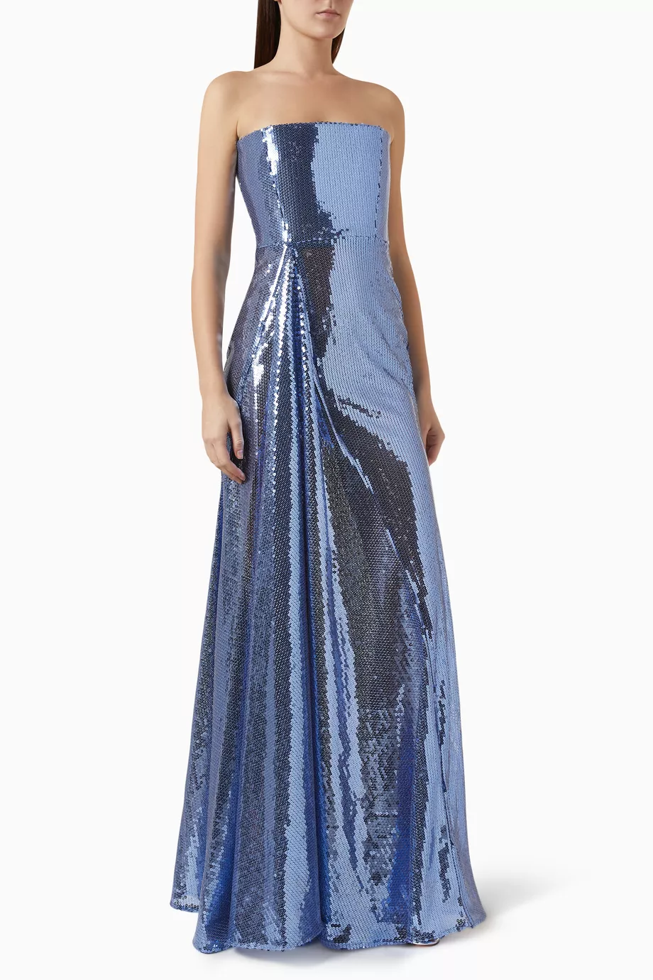 Buy Alex Perry Blue Drape Gown in Sequin For Women Online Ounass Saudi