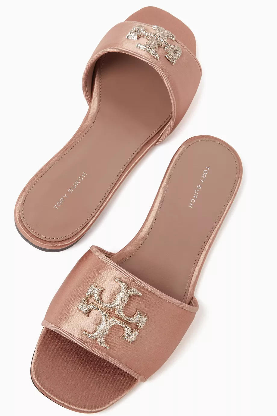 Buy Tory Burch Pink Eleanor Pavé Slides in Satin For Women Online