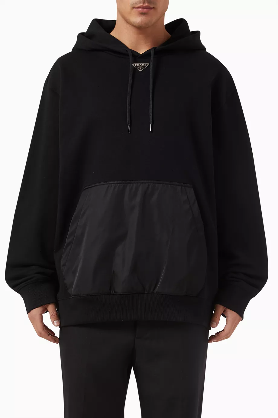 Buy Prada Black Logo Hoodie in Technical Cotton For Men Online Ounass Saudi