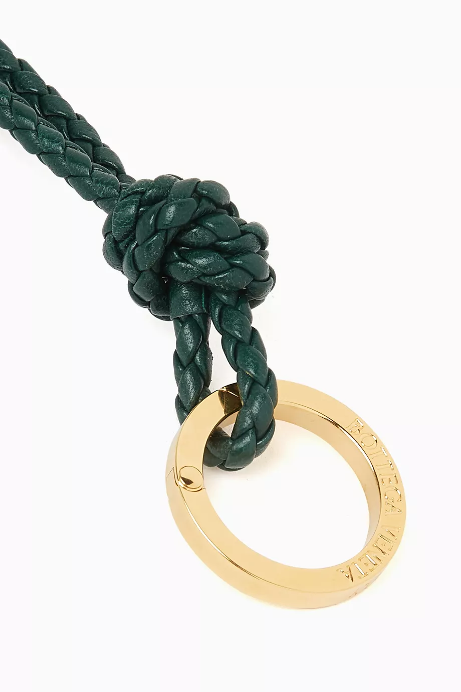 Buy Bottega Veneta Green Long Key Ring in Intreccio Leather For