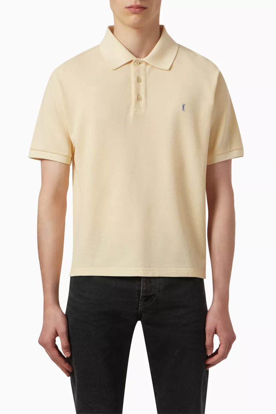 Buy SAINT LAURENT Yellow Cassandre Polo Shirt in Pique For Men Online Ounass Saudi